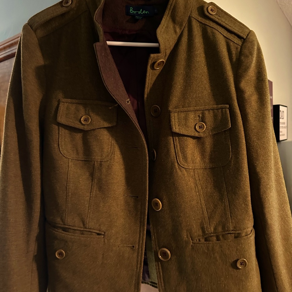 Boden Size 12 Military Style Wool/Nylon Short Jacket Coat Peacoat